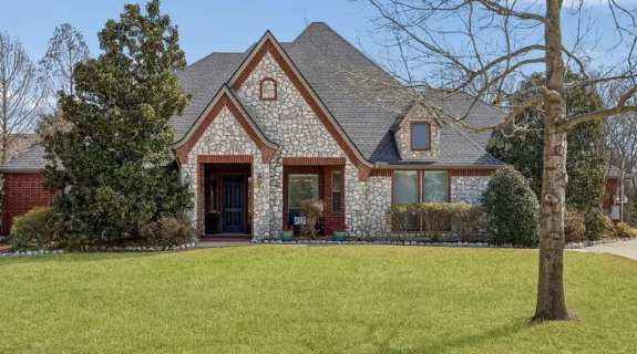 Two-story stone and brick home in Moonlight Estates, Murphy, Texas