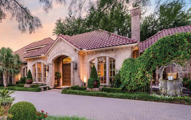 Mediterranean-style estate home with clay tile roof in Willow Bend Country, Plano, Texas
